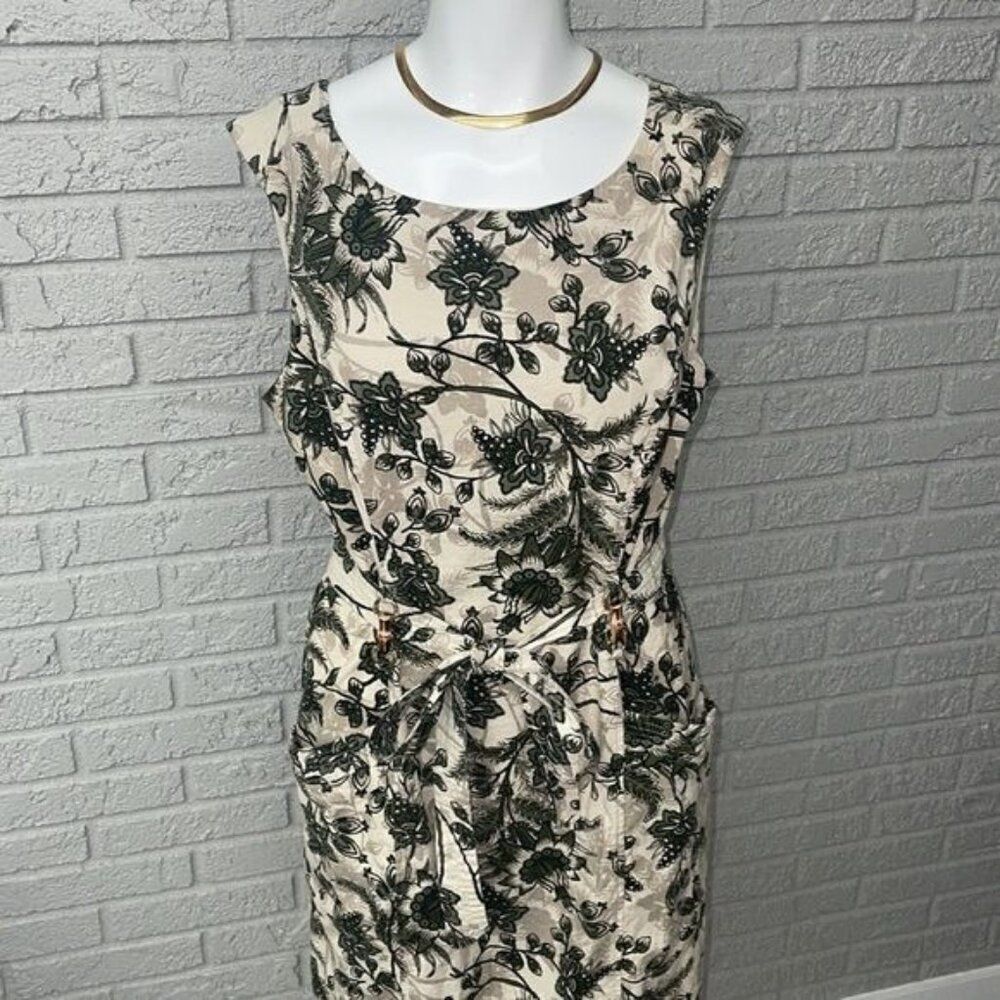 Anne Klein Women Sleeveless Floral Print Tie Waist Shift Dress Size 12 - Picture 2 of 10